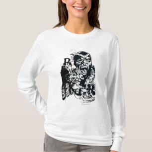 Schwarze Hand-und Schädel-Collage T-Shirt