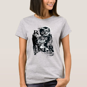 Schwarze Hand-und Schädel-Collage T-Shirt