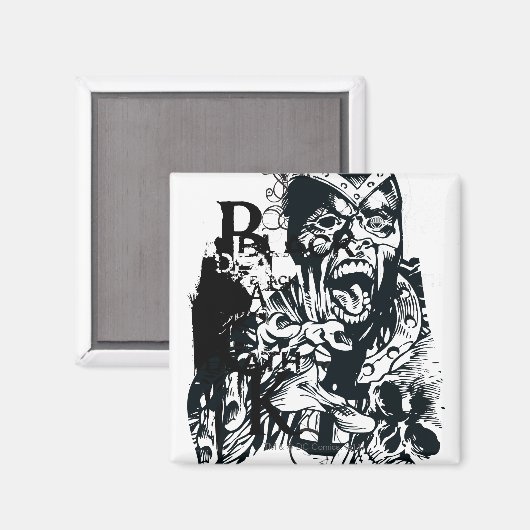 Schwarze Hand- und SchädelCollage Magnet (Vorderseite/Rückseite)