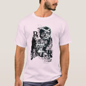 Schwarze Hand- und SchädelCollage T-Shirt (Vorderseite)