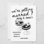 Schwarze Hand Zeichnend Hochzeit Whimsical Einladung (Vorderseite)