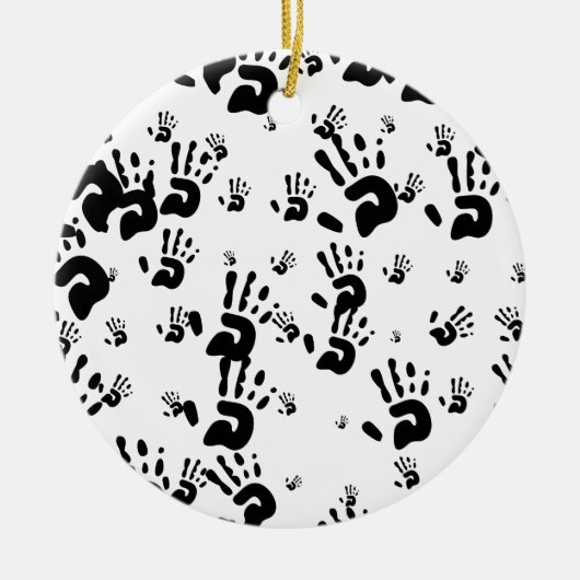 Schwarze Handdrucke Keramikornament (Vorne)