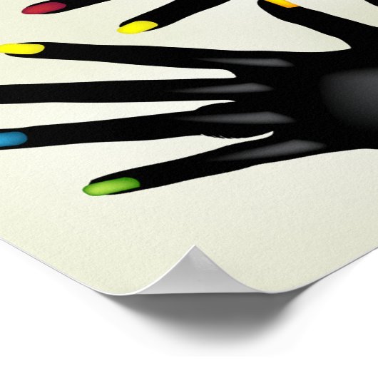 Schwarze Hände mit bemalten Nägel-Poster Poster (Ecke)