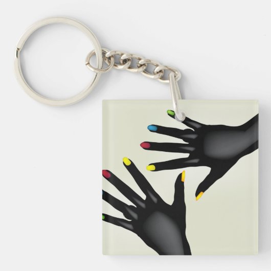 Schwarze Hände mit lackierten Nägeln Schlüsselanhänger (Vorderseite)