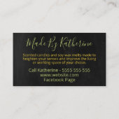 Schwarze, handgefertigte Kerze und Sockelband Visitenkarte (Rückseite)