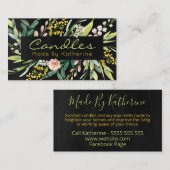 Schwarze, handgefertigte Kerze und Sockelband Visitenkarte (Vorne/Hinten)