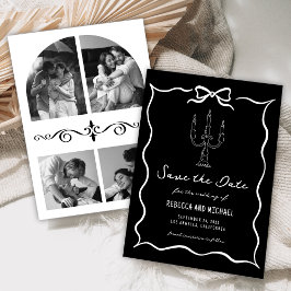 Schwarze handgezeichnete weiße Bogen-Foto-Hochzeit Save The Date