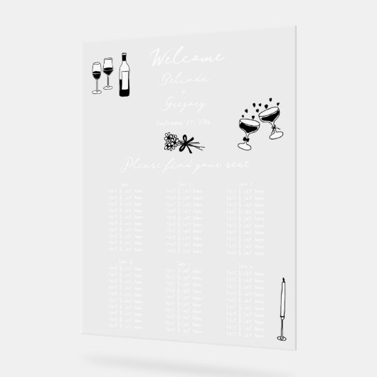 Schwarze handgezogene Doodles Hochsitzdiagramm Acrylschild (Winkel)