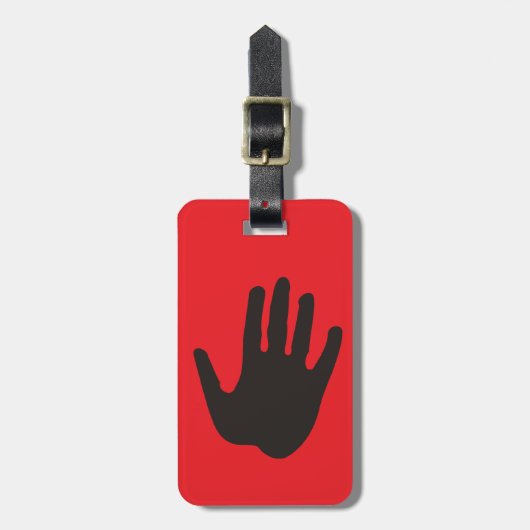 Schwarze Handhalt auf Rot Gepäckanhänger (Vorderseite vertikal)