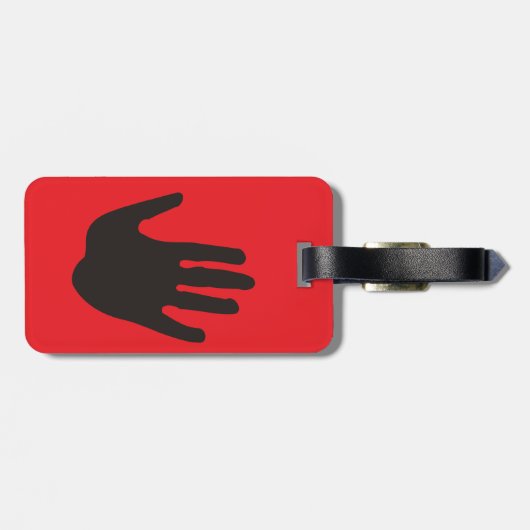 Schwarze Handhalt auf Rot Gepäckanhänger (Rückseite horizontal)