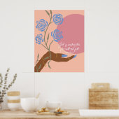 Schwarze Handkunst mit Rose und Affirmationen Poster (Küche)