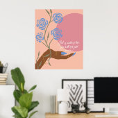 Schwarze Handkunst mit Rose und Affirmationen Poster (Heimbüro)