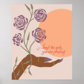 Schwarze Handkunst mit Rose und Affirmationen Poster (Vorne)