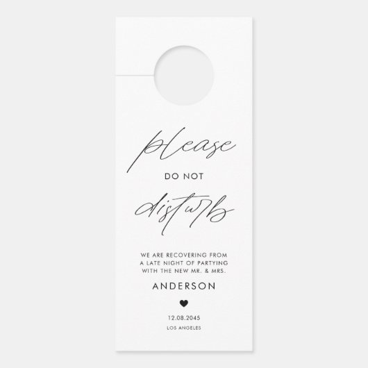 Schwarze Handschrift stört Hochzeiten nicht Türanhänger (Vorderseite)