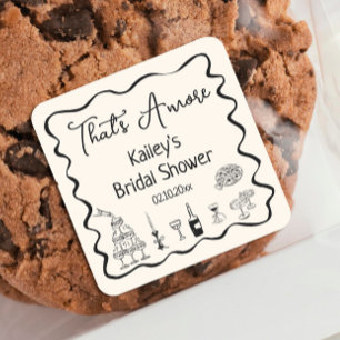Schwarze Handzeichnung That's Amore Brautparty Quadratischer Aufkleber