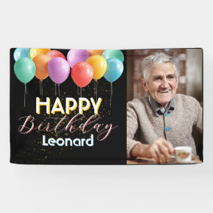 Schwarze Happy Birthday Benutzerdefinierter Name F Banner