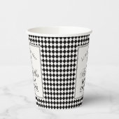 Schwarze Harlekin-Karo-Brautparty Pappbecher (Links)