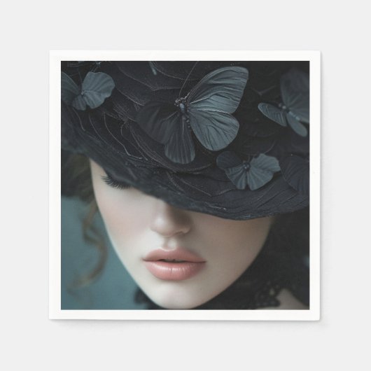 SCHWARZE HAT PAPIER NAPKIN SERVIETTE (Vorderseite)