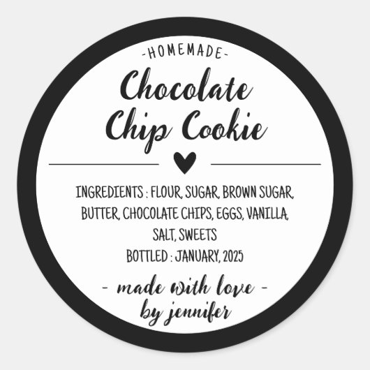 Schwarze, hausgemachte Schokolade Chip Cookie Runder Aufkleber (Vorderseite)