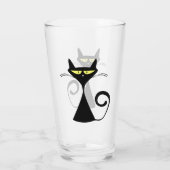 Schwarze Hautkatze mit großen gelben Augen Glas (Rückseite)