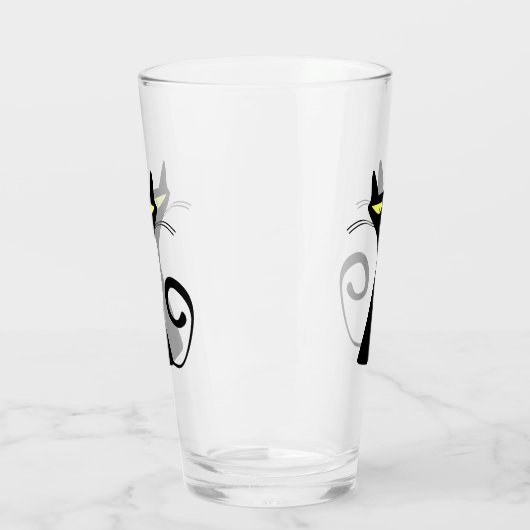 Schwarze Hautkatze mit großen gelben Augen Glas (Links)