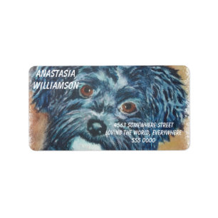 Schwarze Havanese Welpe ADRESSE Adressaufkleber