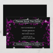 Schwarze Heißrosa Save The Date (Vorne/Hinten)