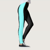 Schwarze hellblaue Farbblöcke Frauen Leggings (Rechts)