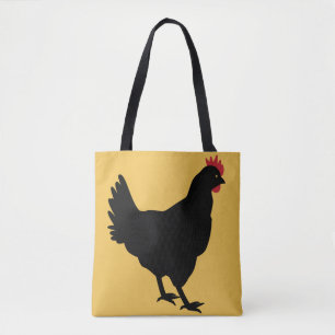 Schwarze Henne auf einem Senf-Hintergrund Tasche
