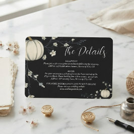 Schwarze Herbst-Kürbis-Hochzeit-Beilagekarte RSVP Karte