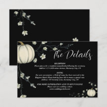 Schwarze Herbst-Kürbis-Hochzeit-Beilagekarte
