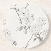 Schwarze Herbstblumen in Creme Getränkeuntersetzer (Vorne)