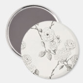 Schwarze Herbstblumen in Creme Magnet (Vorderseite/Rückseite)