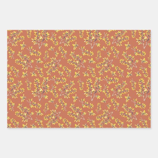 Schwarze Herbstfarben Mittelgeschenktasche Geschenkpapier Set (Vorderseite)