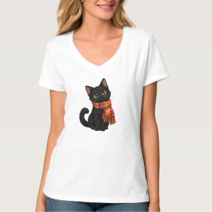 Schwarze Herbstkatze T-Shirt