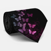 Schwarze Herren-Krawatte mit dezenter violetter Sc Krawatte (Gerollt)