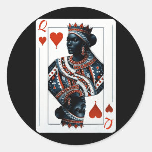 schwarze Herz-Dame Kartenspiel Stolz schwarzes W Runder Aufkleber