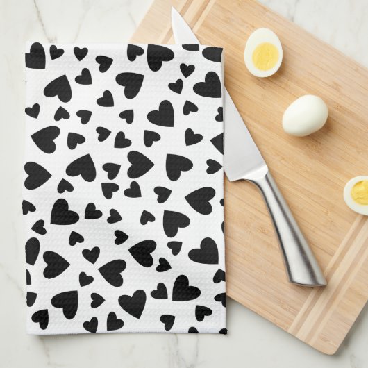 Schwarze Herz-kundenspezifische Hintergrund-Farbe Küchentuch (Viertel Falte)