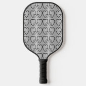 Schwarze Herzen auf Silberpaddel Pickleball Schläger (Vorderseite)
