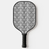 Schwarze Herzen auf Silberpaddel Pickleball Schläger (Rückseite)
