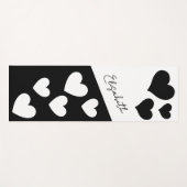 Schwarze Herzen auf Weiß & Weiße Herzen auf schwar Yogamatte (Vorderseite (Horizontal))