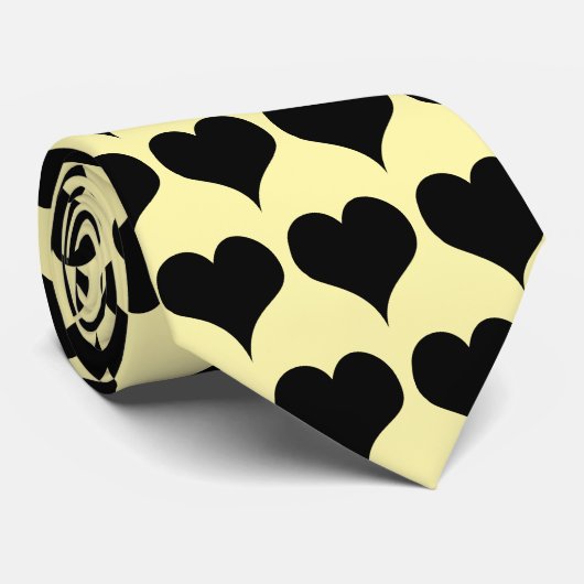 Schwarze Herzen Design Krawatte (Gerollt)