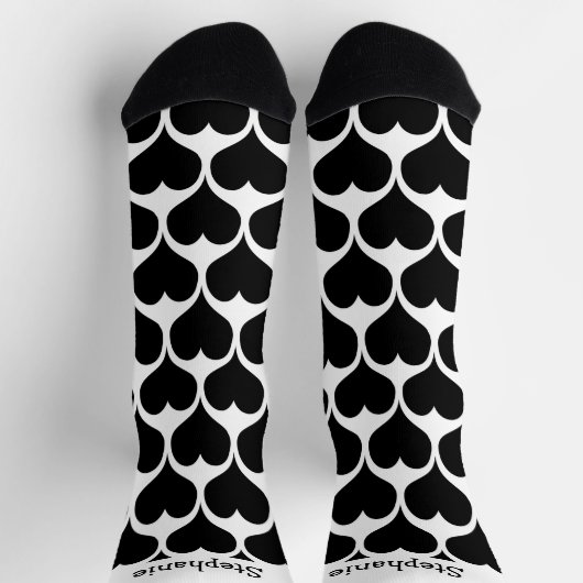 Schwarze Herzen Design Personalisiert Socken (Oben)