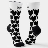 Schwarze Herzen Design Personalisiert Socken (Gewinkelt)