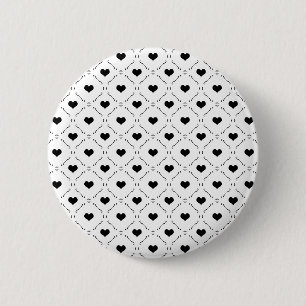 Schwarze Herzen Geometrisches Gitter Minimalistisc Button