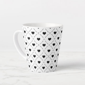 Schwarze Herzen Geometrisches Gitter Minimalistisc Milchtasse