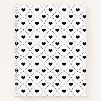 Schwarze Herzen Geometrisches Gitter Minimalistisc Notizblock