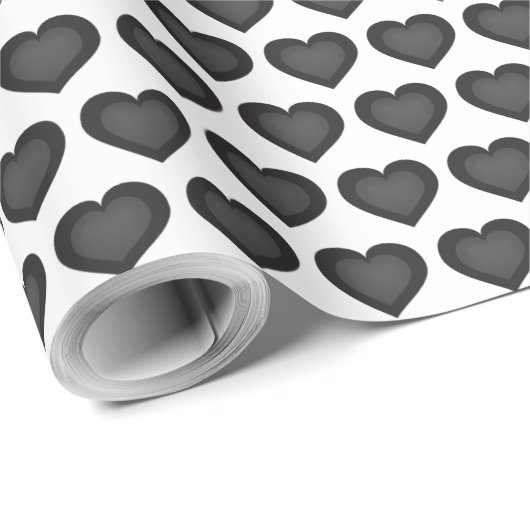 Schwarze Herzen Geschenkpapier (Rolleneckpunkt)