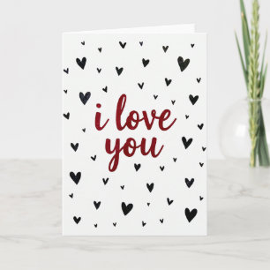 Schwarze Herzen Muster Ich liebe dich Karte