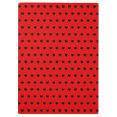 Schwarze Herzen Polka-Dot-Muster auf Rot Klemmbrett (Rückseite)